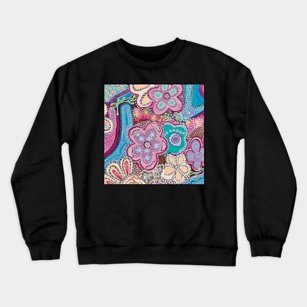 Boho Pastel Flowers Crewneck Sweatshirt by traceyart